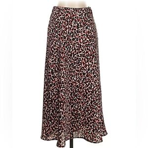 Sanctuary Animal Print Red Cream Black Midi Satin Skirt NWT Size Medium